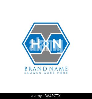 HN Unique modern flat abstract geometric initials vector letter logo design. HN monogram logo. Stock Vector