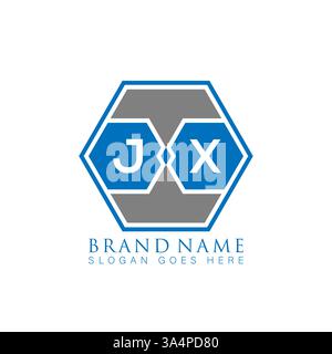 JX Unique modern flat abstract geometric initials vector letter logo design. JX monogram logo. Stock Vector