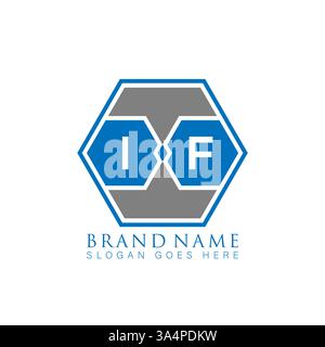 IF Unique modern flat abstract geometric initials vector letter logo design. IF monogram logo. Stock Vector