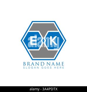 EK Unique modern flat abstract geometric initials vector letter logo design. EK monogram logo. Stock Vector