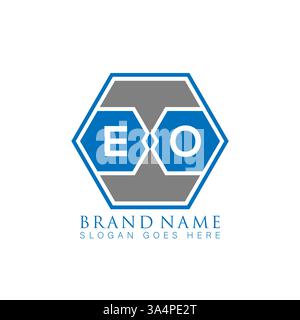 EO Unique modern flat abstract geometric initials vector letter logo design. EO monogram logo. Stock Vector