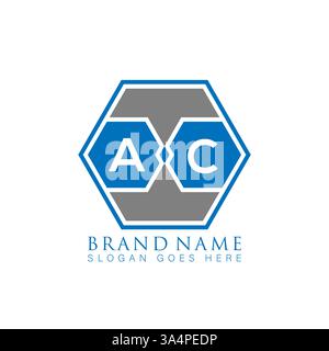AC Unique modern flat abstract geometric initials vector letter logo design. AC monogram logo. Stock Vector