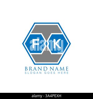 FK Unique modern flat abstract geometric initials vector letter logo design. FK monogram logo. Stock Vector