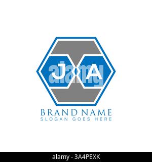 JA Unique modern flat abstract geometric initials vector letter logo design. JA monogram logo. Stock Vector