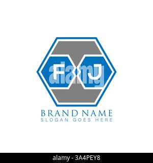 FJ Unique modern flat abstract geometric initials vector letter logo design. FJ monogram logo. Stock Vector