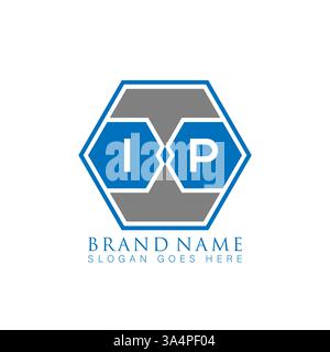 IP Unique modern flat abstract geometric initials vector letter logo design. IP monogram logo. Stock Vector