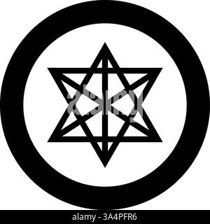 Metatron cube Sacred geometry icon in circle round black color vector illustration image solid outline style simple Stock Vector