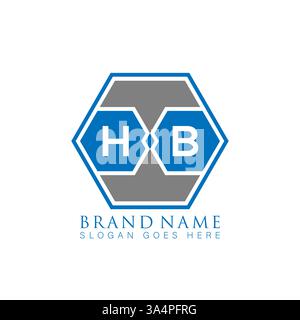 HB Unique modern flat abstract geometric initials vector letter logo design. HB monogram logo. Stock Vector