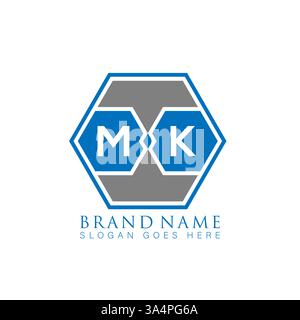 MK Unique modern flat abstract geometric initials vector letter logo design. MK monogram logo. Stock Vector