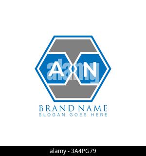 AN Unique modern flat abstract geometric initials vector letter logo design. AN monogram logo. Stock Vector