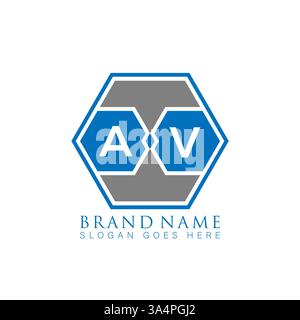 AV Unique modern flat abstract geometric initials vector letter logo design. AV monogram logo. Stock Vector