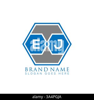 EJ Unique modern flat abstract geometric initials vector letter logo design. EJ monogram logo. Stock Vector
