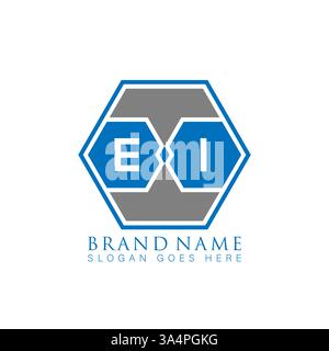 EI Unique modern flat abstract geometric initials vector letter logo design. EI monogram logo. Stock Vector