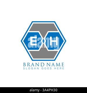 EH Unique modern flat abstract geometric initials vector letter logo design. EH monogram logo. Stock Vector