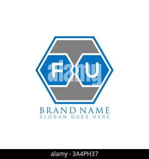 FU Unique modern flat abstract geometric initials vector letter logo design. FU monogram logo. Stock Vector