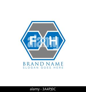 FH Unique modern flat abstract geometric initials vector letter logo design. FH monogram logo. Stock Vector