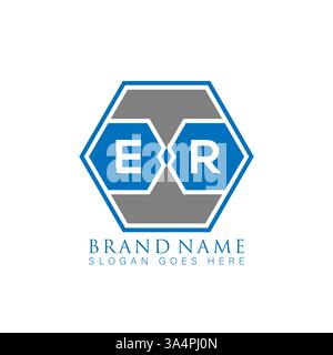 ER Unique modern flat abstract geometric initials vector letter logo design. ER monogram logo. Stock Vector