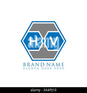 HV Unique modern flat abstract geometric initials vector letter logo design. HV monogram logo. Stock Vector