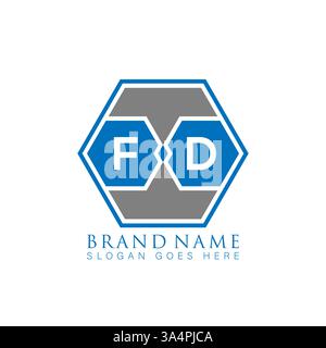 FD Unique modern flat abstract geometric initials vector letter logo design. FD monogram logo. Stock Vector