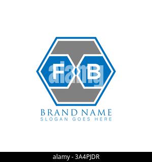 FB Unique modern flat abstract geometric initials vector letter logo design. FB monogram logo. Stock Vector