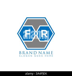 FR Unique modern flat abstract geometric initials vector letter logo design. FR monogram logo. Stock Vector