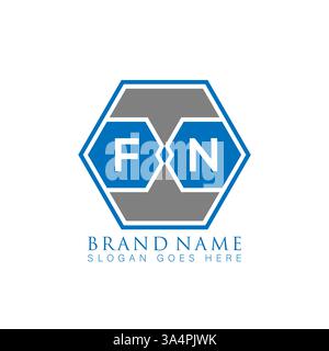 FN Unique modern flat abstract geometric initials vector letter logo design. FN monogram logo. Stock Vector