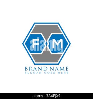 FM Unique modern flat abstract geometric initials vector letter logo design. FM monogram logo. Stock Vector