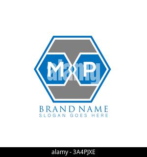 MP Unique modern flat abstract geometric initials vector letter logo design. MP monogram logo. Stock Vector