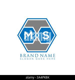 MS Unique modern flat abstract geometric initials vector letter logo design. MS monogram logo. Stock Vector