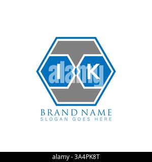 IK Unique modern flat abstract geometric initials vector letter logo design. IK monogram logo. Stock Vector