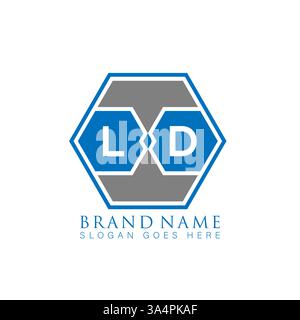LD Unique modern flat abstract geometric initials vector letter logo design. LD monogram logo. Stock Vector