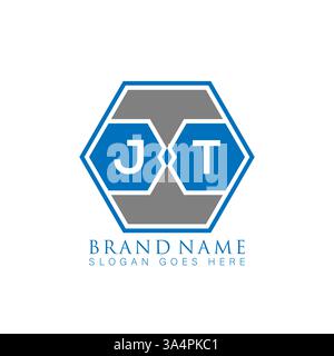 JT Unique modern flat abstract geometric initials vector letter logo design. JT monogram logo. Stock Vector