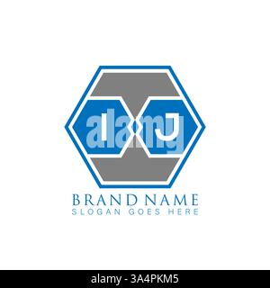 IJ Unique modern flat abstract geometric initials vector letter logo design. IJ monogram logo. Stock Vector