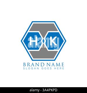 HK Unique modern flat abstract geometric initials vector letter logo design. HK monogram logo. Stock Vector