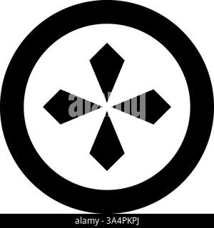 Star rhombus four leaf of chestnut sacred geometry symbol element ornament icon in circle round black color vector illustration image solid outline Stock Vector