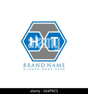 HT Unique modern flat abstract geometric initials vector letter logo design. HT monogram logo. Stock Vector
