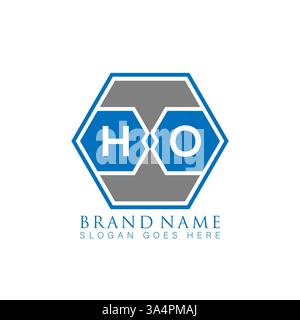 HO Unique modern flat abstract geometric initials vector letter logo design. HO monogram logo. Stock Vector
