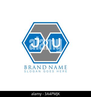 JU Unique modern flat abstract geometric initials vector letter logo design. JU monogram logo. Stock Vector