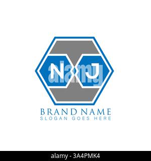 NJ Unique modern flat abstract geometric initials vector letter logo design. NJ monogram logo. Stock Vector
