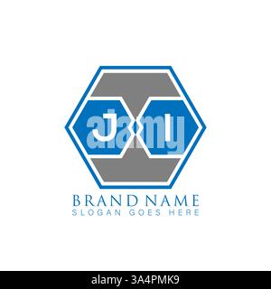 JI Unique modern flat abstract geometric initials vector letter logo design. JI monogram logo. Stock Vector