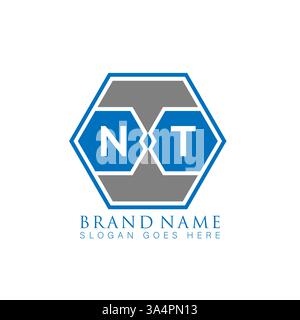 NT Unique modern flat abstract geometric initials vector letter logo design. NT monogram logo. Stock Vector
