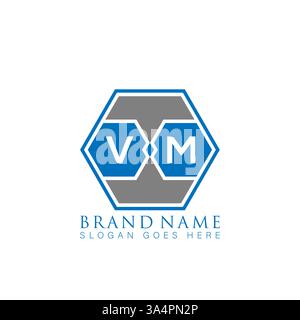 VM Unique modern flat abstract geometric initials vector letter logo design. VM monogram logo. Stock Vector