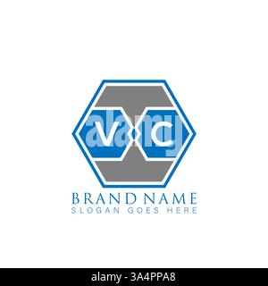 VC Unique modern flat abstract geometric initials vector letter logo design. VC monogram logo. Stock Vector