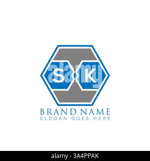 SK Unique modern flat abstract geometric initials vector letter logo design. SK monogram logo. Stock Vector