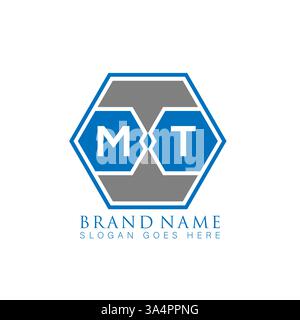 MT Unique modern flat abstract geometric initials vector letter logo design. MT monogram logo. Stock Vector