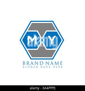 MY Unique modern flat abstract geometric initials vector letter logo design. MY monogram logo. Stock Vector