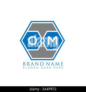 OM Unique modern flat abstract geometric initials vector letter logo design. OM monogram logo. Stock Vector