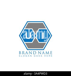 UI Unique modern flat abstract geometric initials vector letter logo design. UI monogram logo. Stock Vector