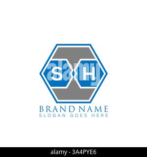 SH Unique modern flat abstract geometric initials vector letter logo design. SH monogram logo. Stock Vector