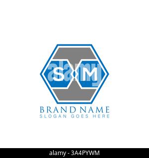 SM Unique modern flat abstract geometric initials vector letter logo design. SM monogram logo. Stock Vector